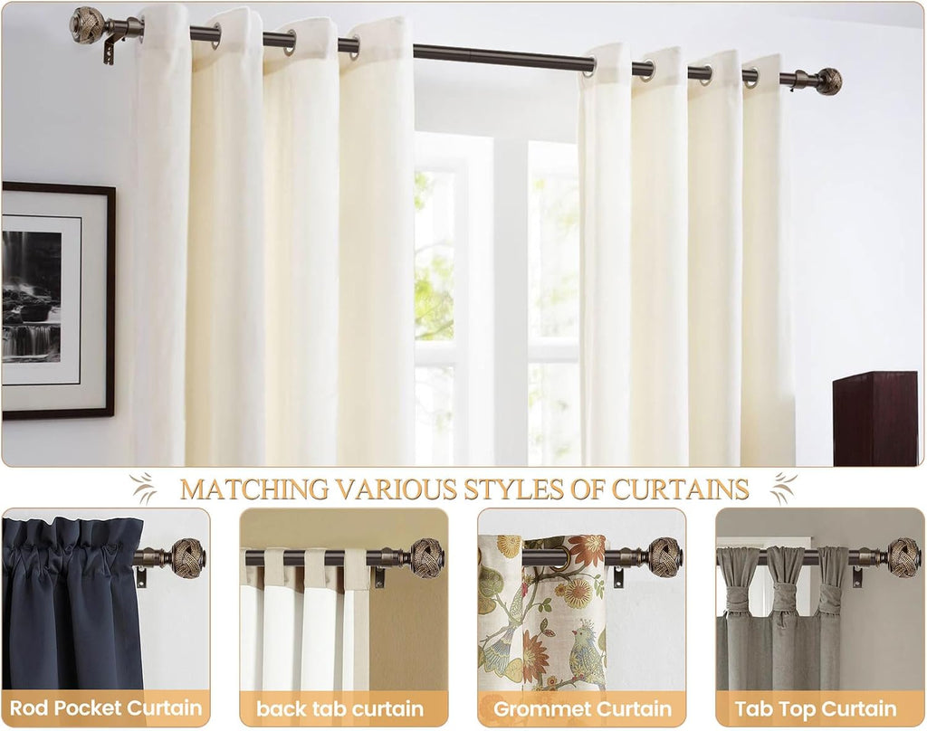 Bronze Curtain Rod, 7/8 Inch Telescoping Splicing Curtain Rods for Windows 20 to 54