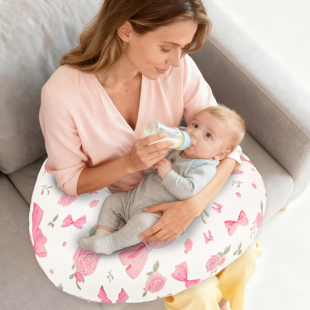 Nursing Pillow Cover, Ultra Soft Breastfeeding Pillow Covers for Newborn Baby Boys and Girls, Easy Removal and