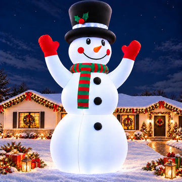 Giant 10FT Christmas Inflatables Snowman with Top Hat, Outdoor Christmas Blow Up Snow Man Yard Decorations, Built-in