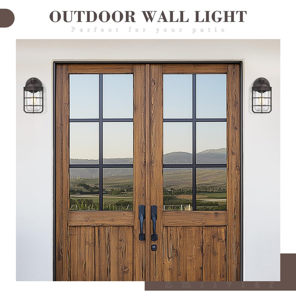 Farmhouse Wall Mount Outdoor Lighting, Nautical Exterior Light Fixture Metal with Clear Glass, Outside Light in Oil