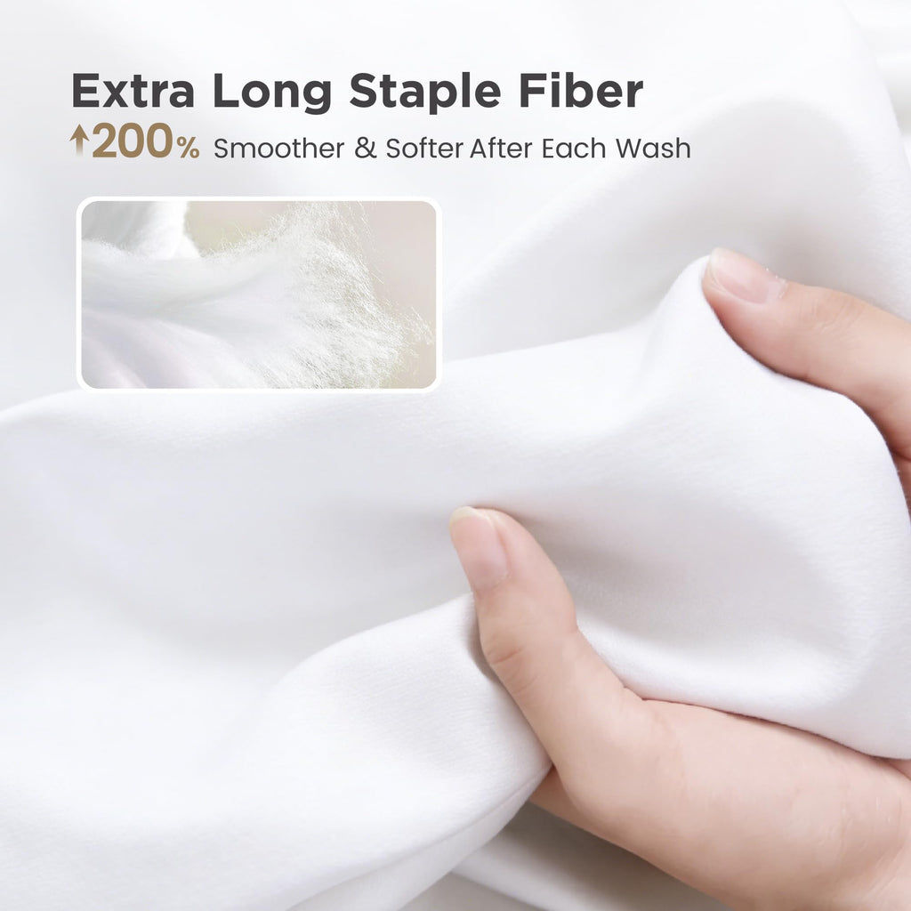 100% Cotton Sateen Sheet Set Full Size White - 4 Piece Set