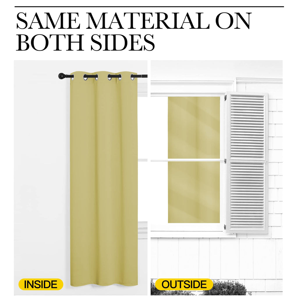 Sliding Door Curtains, Wide Thermal Blackout Patio Door Curtain Panel, Paler Yellow, W70 x L95, Sliding Door