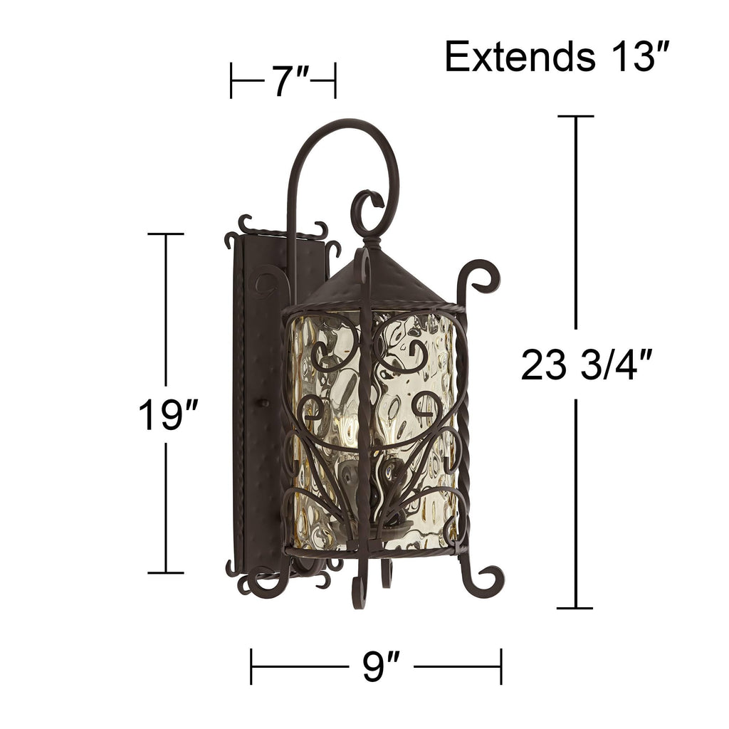 Casa Seville 23 3/4" High Iron Scroll Traditional Rustic Outdoor Wall Light