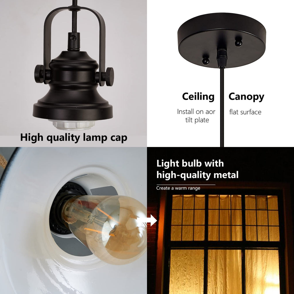Matte Black Farmhouse Pendant Lights Kitchen Island, 2 Pack Rustic Black Hanging Lighting Fixture, Pendant Lighting s