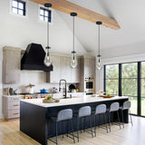 Raindrop Pendant Lights Kitchen Island Teardrop PlatingBlack Hanging Light Fixtures Clear Solid Glass Pendant Light Modern Chandeliers for Dining Room Porch Corridor Living Room(Black 3-Pack) A121-B0DL46B3DY