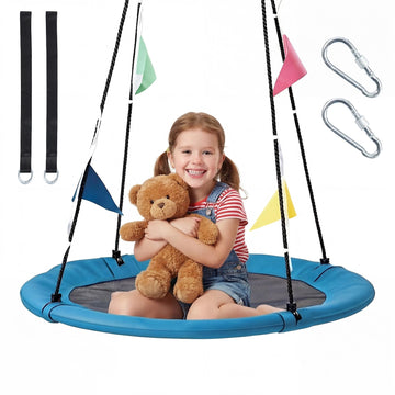 40 Inch Saucer Tree Swing for Kids & Adults, Family Fun Outdoor, Blue