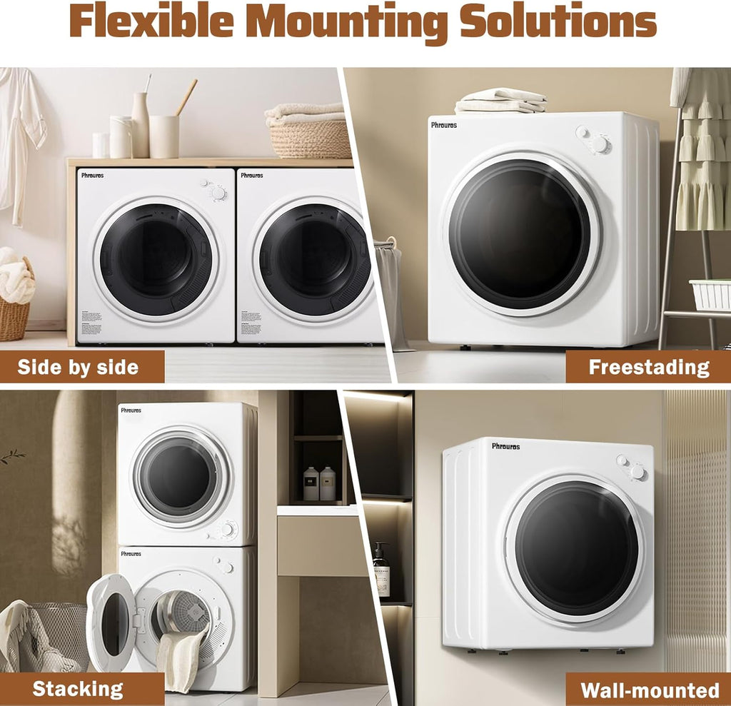 Portable Dryer for Clothes 1500W, 110V Laundry Dryer with Stainless Steel Tub, 4 Drying Mode, Portable Dryers for