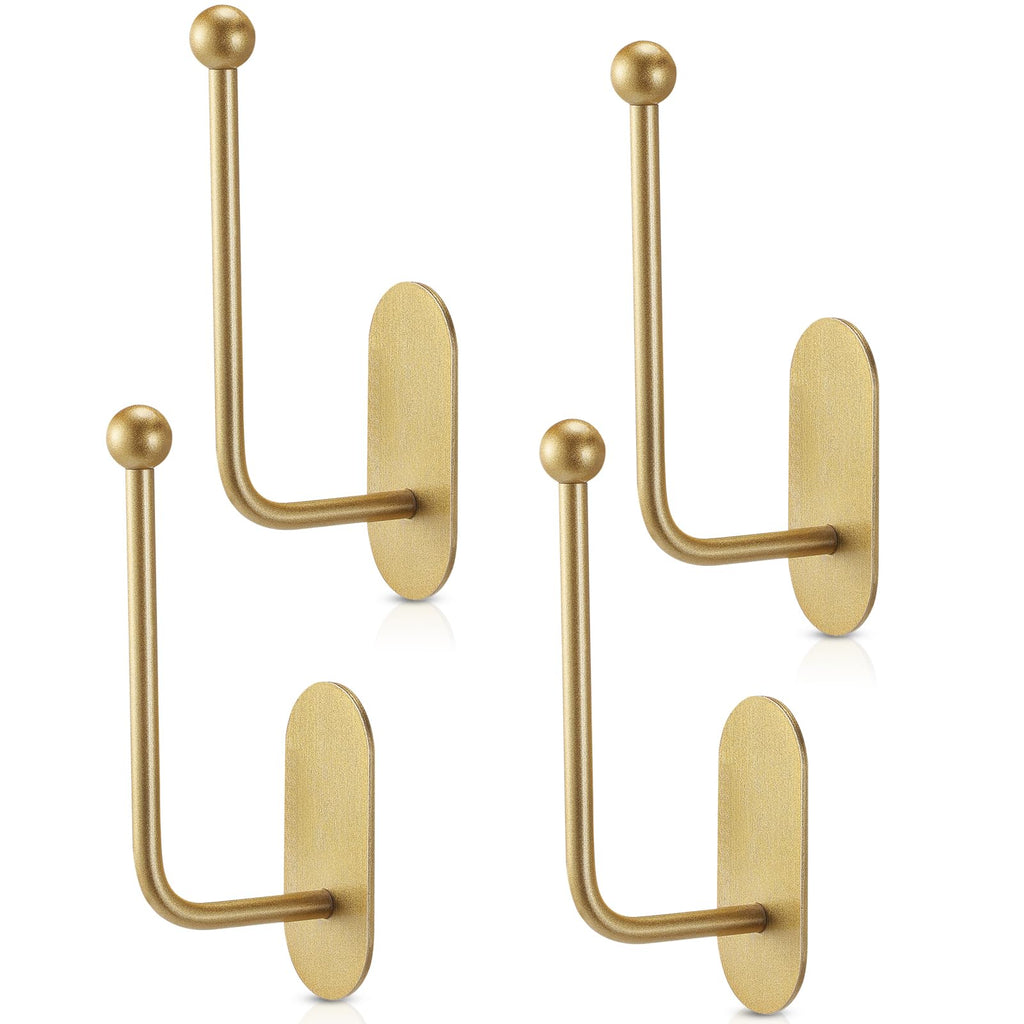 Adhesive Curtain Holdbacks No Drill Window Hook,Gold - 4 Pcs