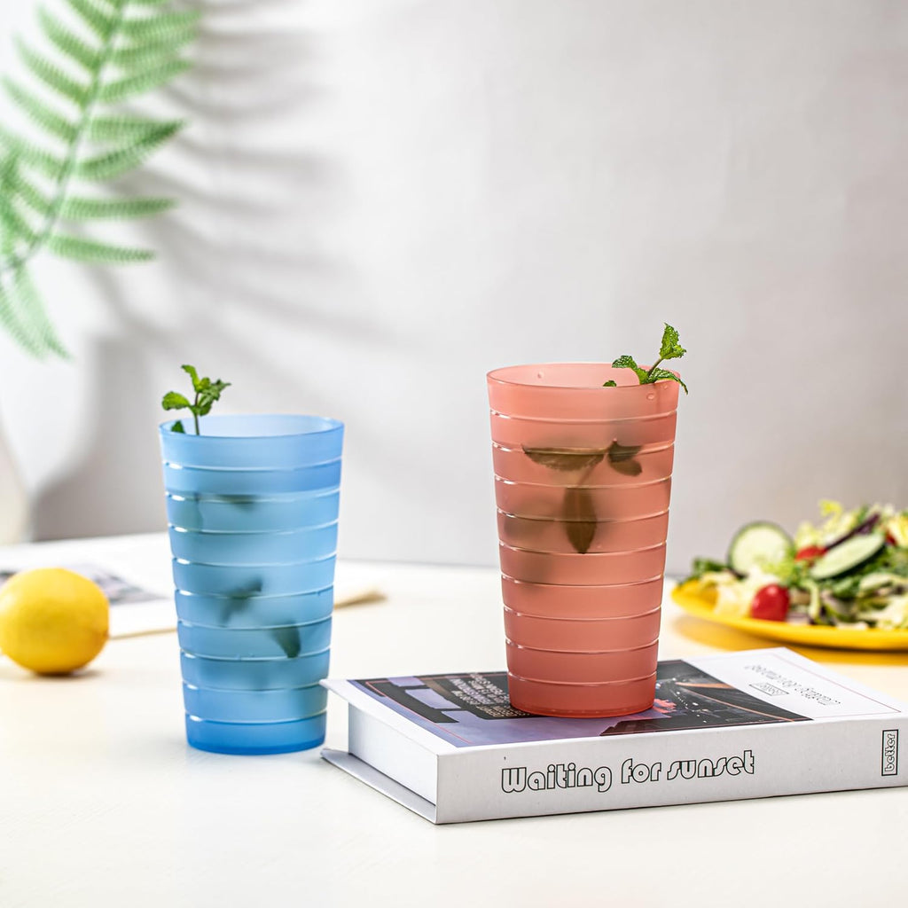 Mixed Drinkware 22-ounce Plastic Tumblers/Drinking Glasses/Party Cups/Iced Tea Glasses, Set of 12 Multicolor |