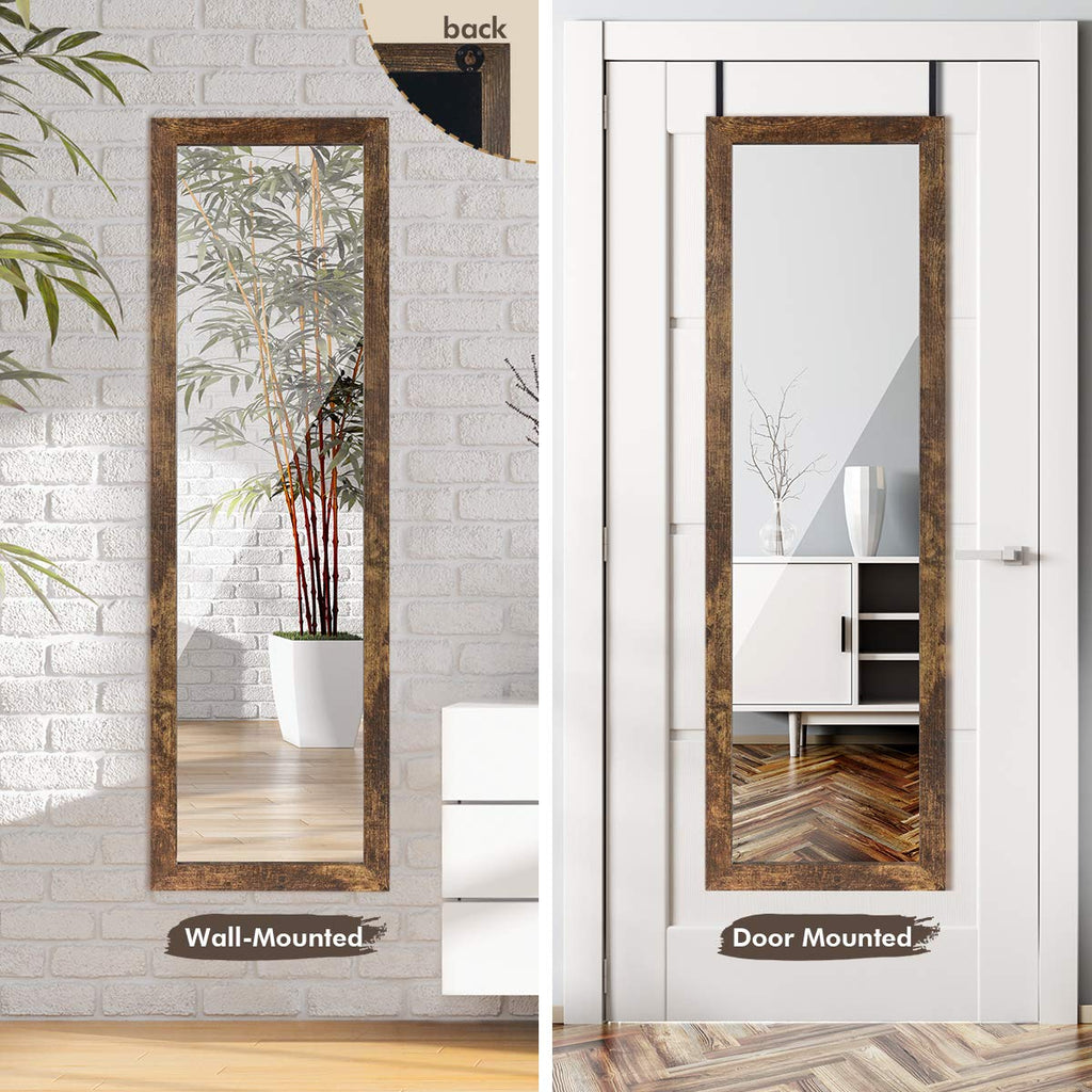 Wooden Full Length Door Mirror 48" x 14", Rustic Frame