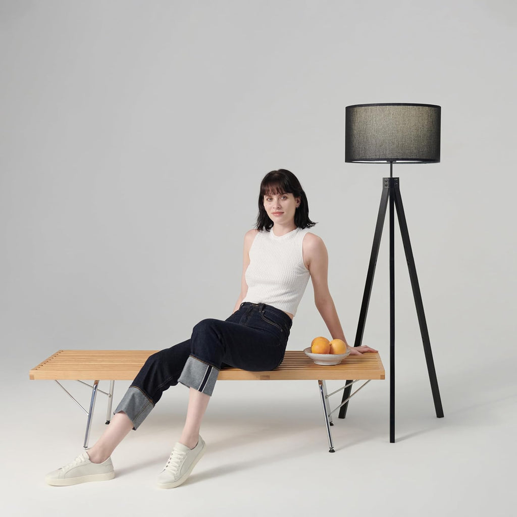 Eden Tripod LED Floor Lamp - Mid Century Dimmable Modern Light for Contemporary Living Rooms