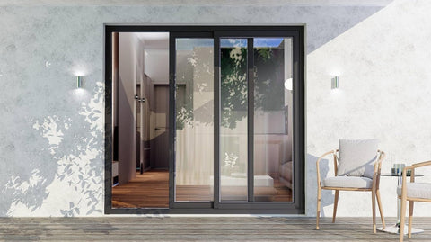 Patio Exterior Metal-Plastic Sliding Doors/Patio 8166 Matte Black 72" x 80" Right Active Door/Temper