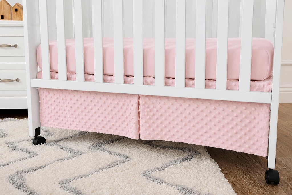 Heavenly Soft Minky Dot 3-Piece Mini/Portable Crib Bedding Set, Pink, for Girls