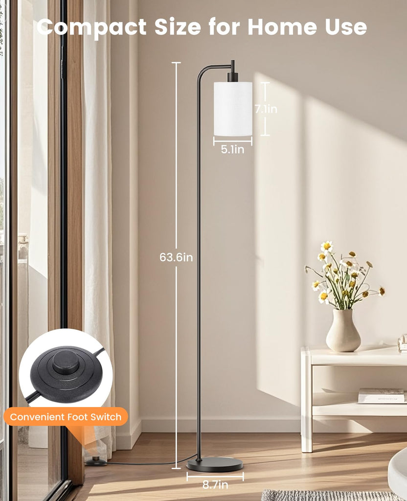 2-Pack Floor Lamps with Linen Shade Bedroom Corner