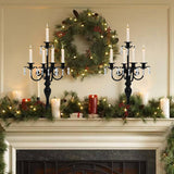 5 Arm Black Candelabra Centerpiece for Table, 20.3” Tall Metal Candlestick Candle Holder for Taper Candles, Gothic