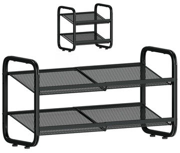 2 Tier Expandable Shoe Rack for Closet & Entryway, Metal Shoe Storage