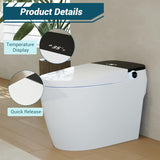 Smart Toilet with Bidet, One-Piece Design, Heated Seat & Auto Open/Close Lid, Foot Sensing & Automatic Flush