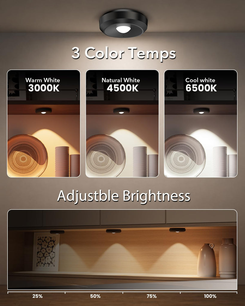 Rechargeable Puck Lights with Remote, Magnetic Shelf Light