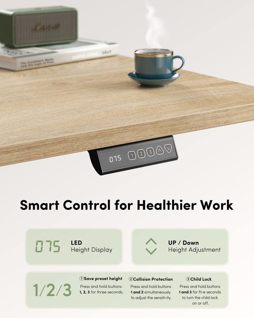 Standing Desk, 32 × 19 Inches Electric Height Adjustable, Sit and Stand Up, Computer Office Desk with Splice Board
