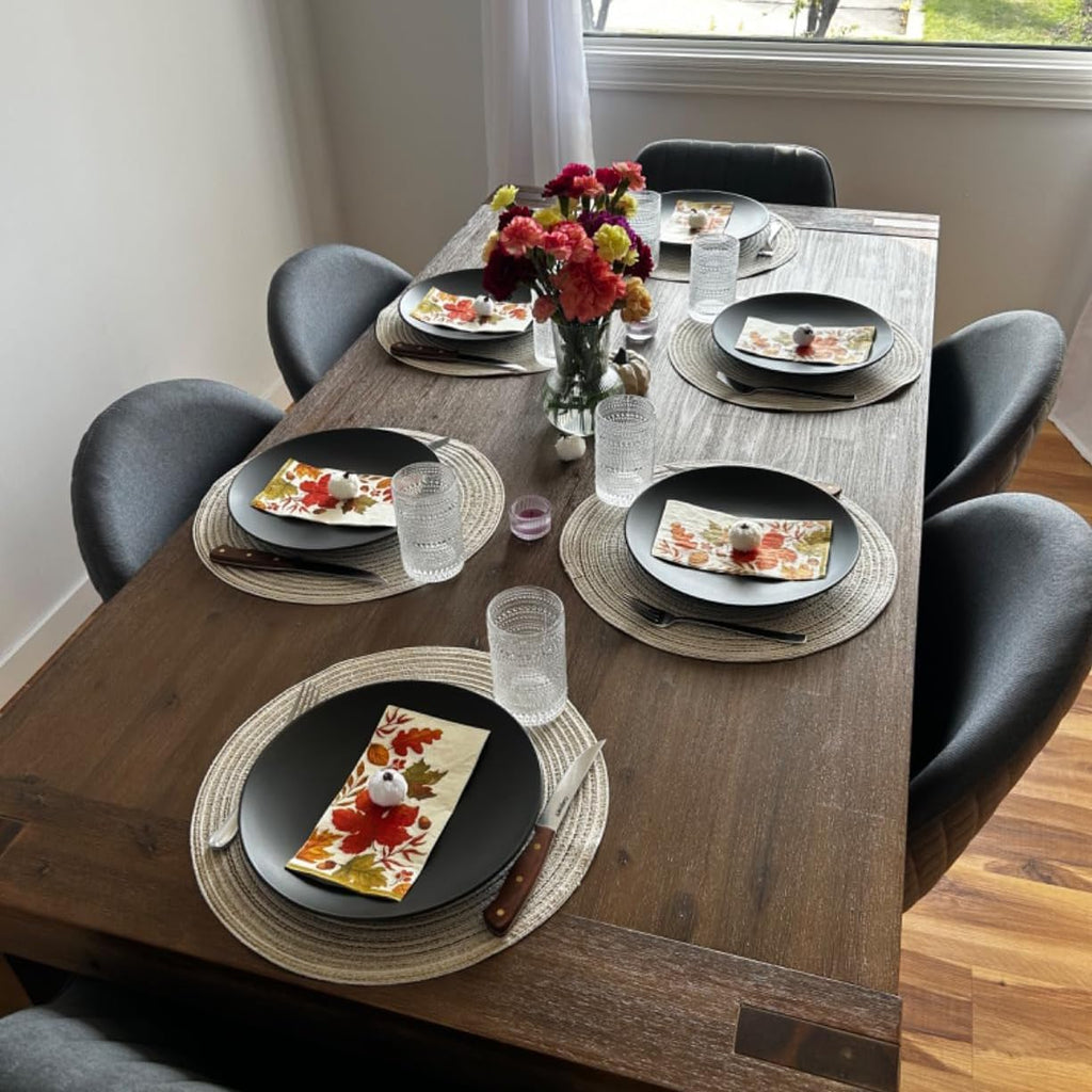 Inch Round Placemats for Dining Table Fabric Table Mats Washable Round Braided Placemats for Dining Table - Set of 6