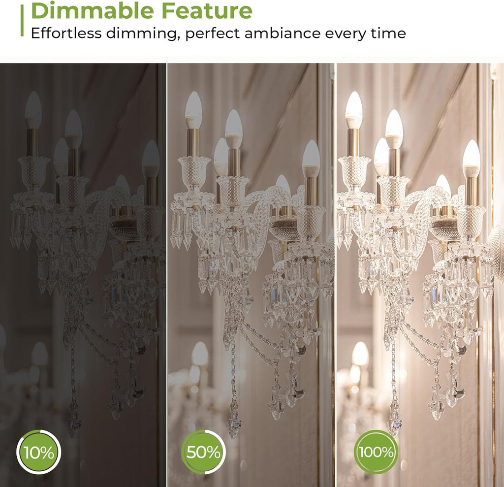 E12 LED Candelabra Bulb 40 Watt Equivalent, Dimmable Chandelier Light Bulbs 5000K Daylight, B10 Candle Bulbs for