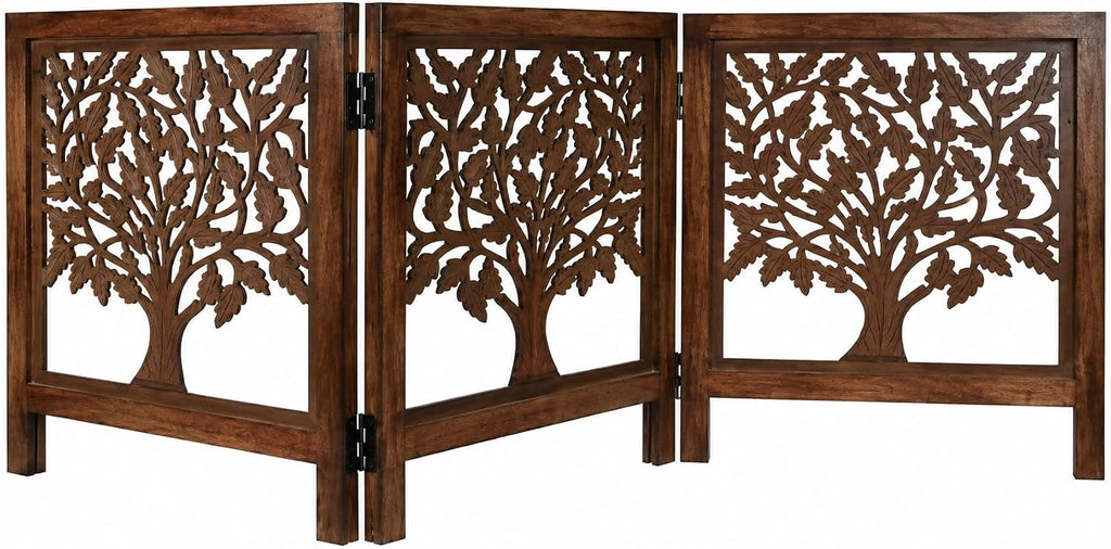 Free Standing Dog gate, Wooden Foldable Pet gate for Doorways