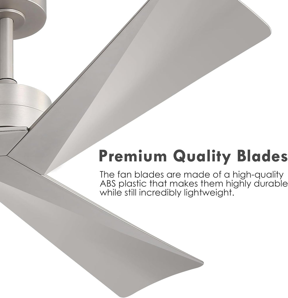 Inspired Adler Style 52" DC Ceiling Fan Without Light, 3 Sculpted ABS Blades, 6-Speed Remote - Brushed Nickel