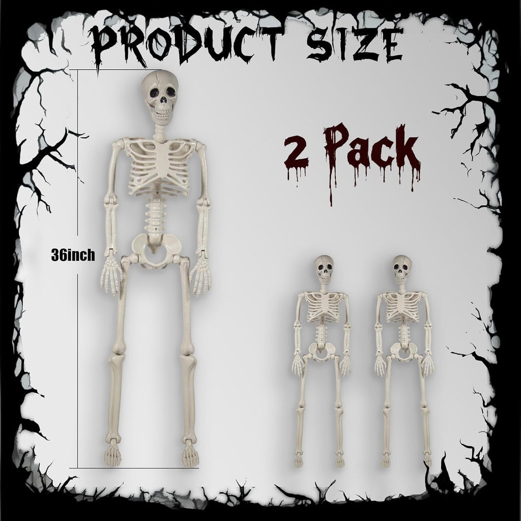 2-Pack 36-Inch Easy to Pose Skeleton Halloween Decoration - Set of 2