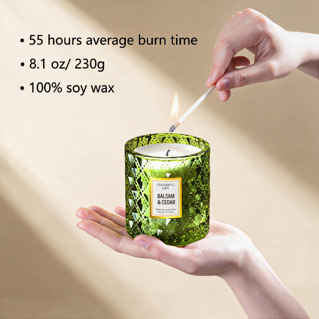 Balsam & Cedar Scented Candle Christmas Candles Gift, Christmas Festival Gifts, Large Luxury Scented Soy Jar Candles