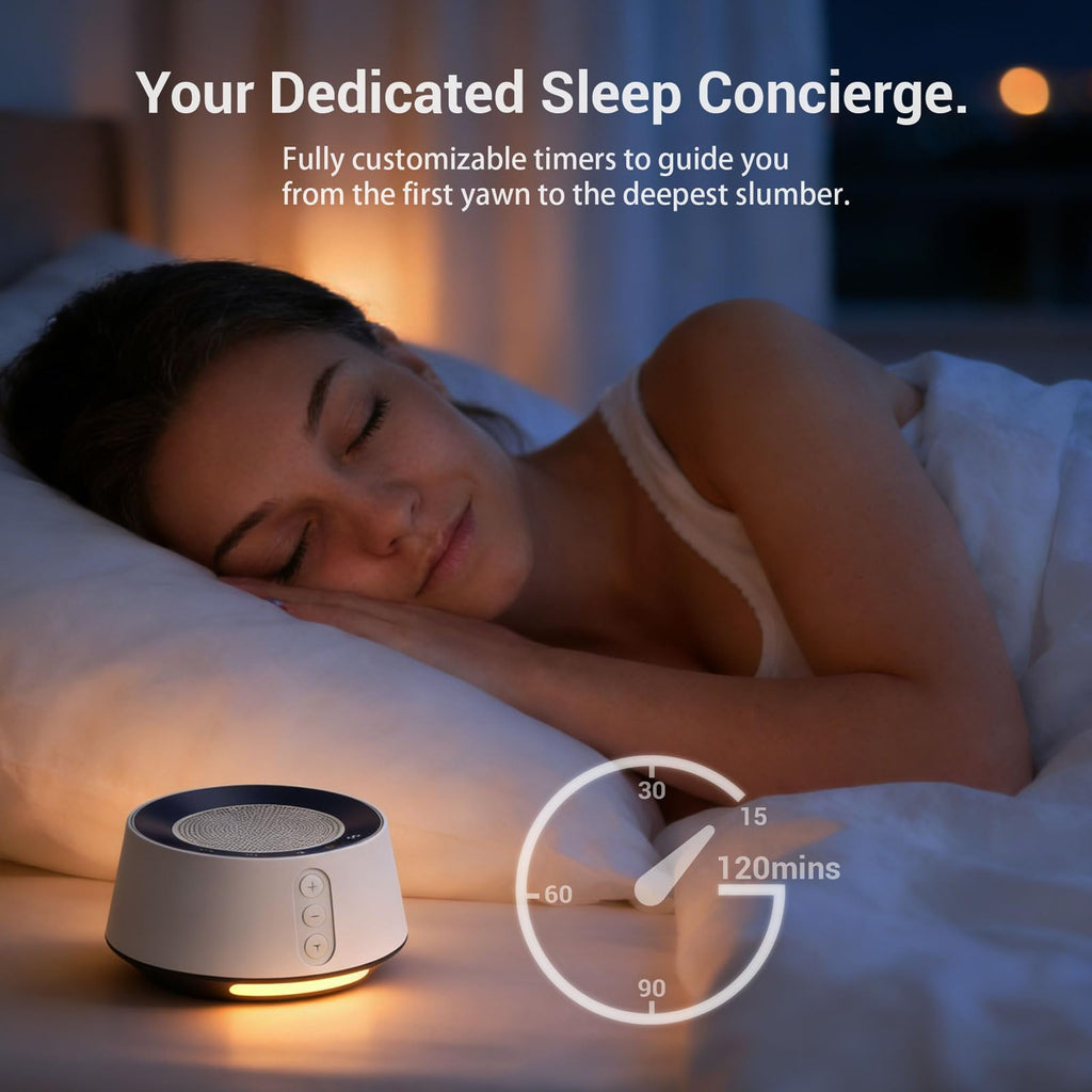 White Noise Machine with Night Light - 20, 10 Color Lights, 5 Timer Settings & Memory Function, Portable Sleep Sound