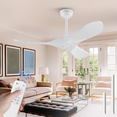 Inspired Maverick Style 42 Inch Solid Wood Ceiling Fan with Remote,White Ceiling Fan no Light,6 Speeds,Noiseless,Reversible DC Motor,Modern Ceiling Fans without Lights for Outdoor Indoor Bedroom Farmhouse,Patios A101-B0DFTMQX4F