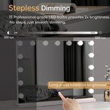 Hollywood Vanity Mirror with Lights, 23"x18" Lighted Makeup Mirror with 10x Magnification for Desk/Wall Mount, 15 Led