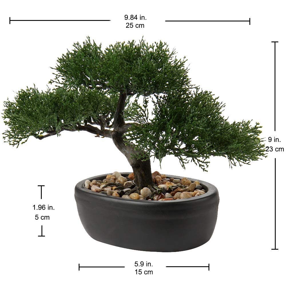 Artificial Bonsai Tree Juniper Faux Plants Indoor Small Fake Plants Decor with Ceramic Pots Table Office Desk