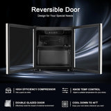 48 Can Beverage Refrigerator,12 Bottle Wine Cooler with Stainless Steel Glass Do