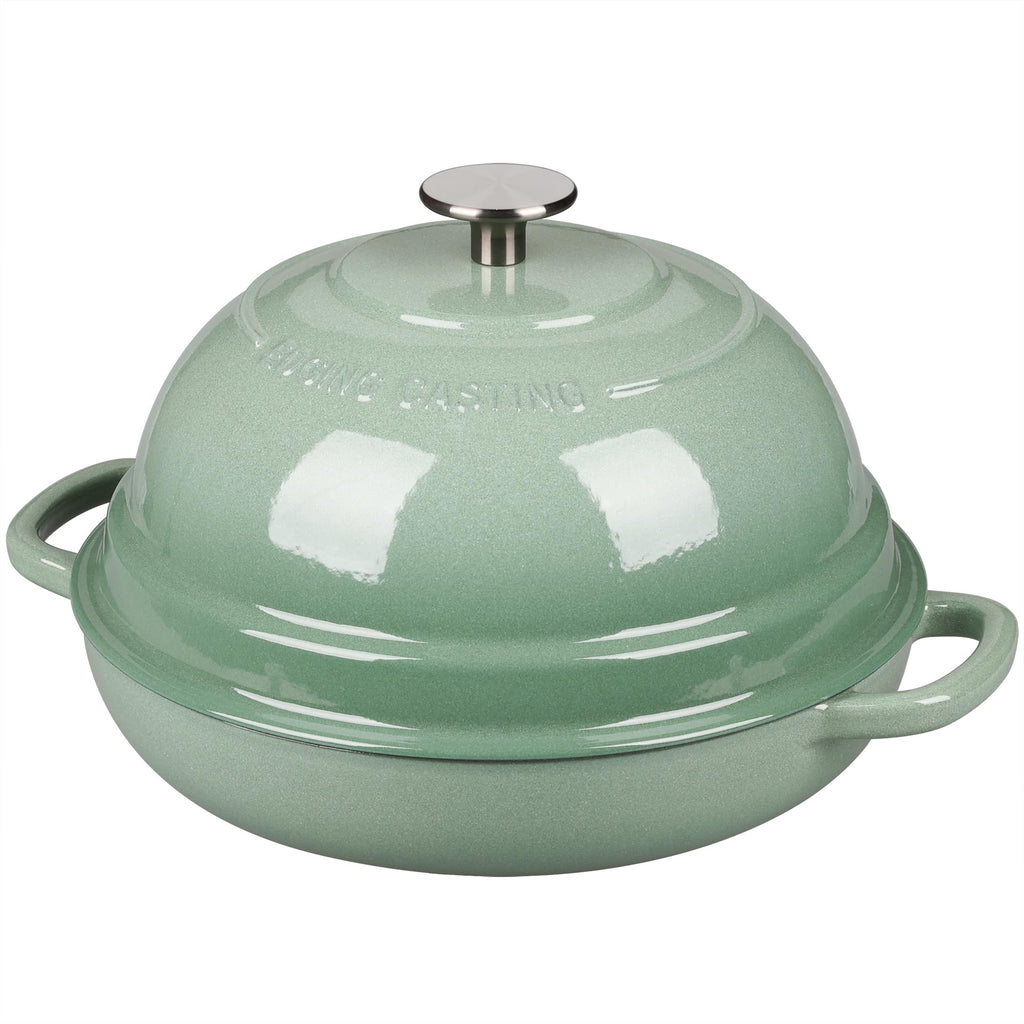 Enameled Cast Iron Dutch Oven Pot with Lid, Round Bread Oven made Sourdough Bread Baking, 6 Quart, Sage Green