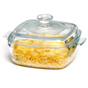 0.8L Glass Casserole Dish with Lid Oven Safe Square Casserole Dish