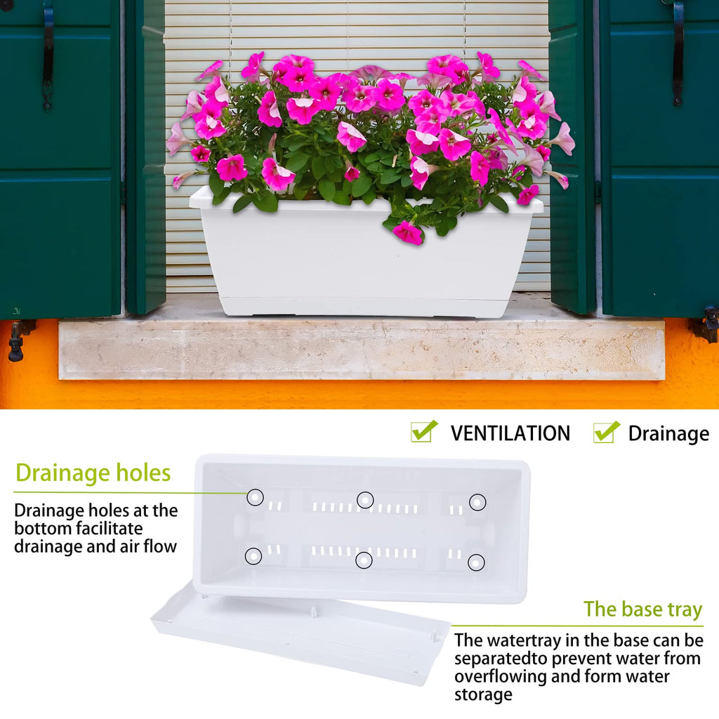 Window Box Planter, 7Pack Plastic Vegetable Flower Planters Boxes