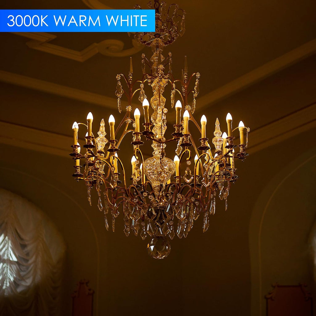 Energetic E12 LED Candelabra Light Bulbs 5.5W (60 Watt Equivalent), 3000K Warm White, 600LM Chandelier Light Bulbs