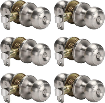 Brushed Nickel Door Knobs Interior Door Knobs Privacy 6 Pack