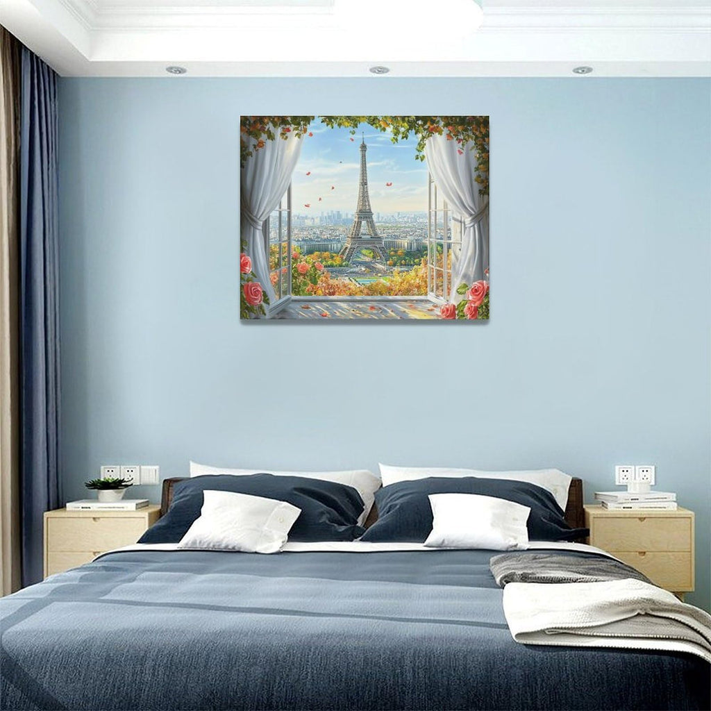 Eiffel Tower Wall Romantic Paris Pictures Wall Decor Rustic Fashion City Canvas Painting Print Flower Rose Artwork