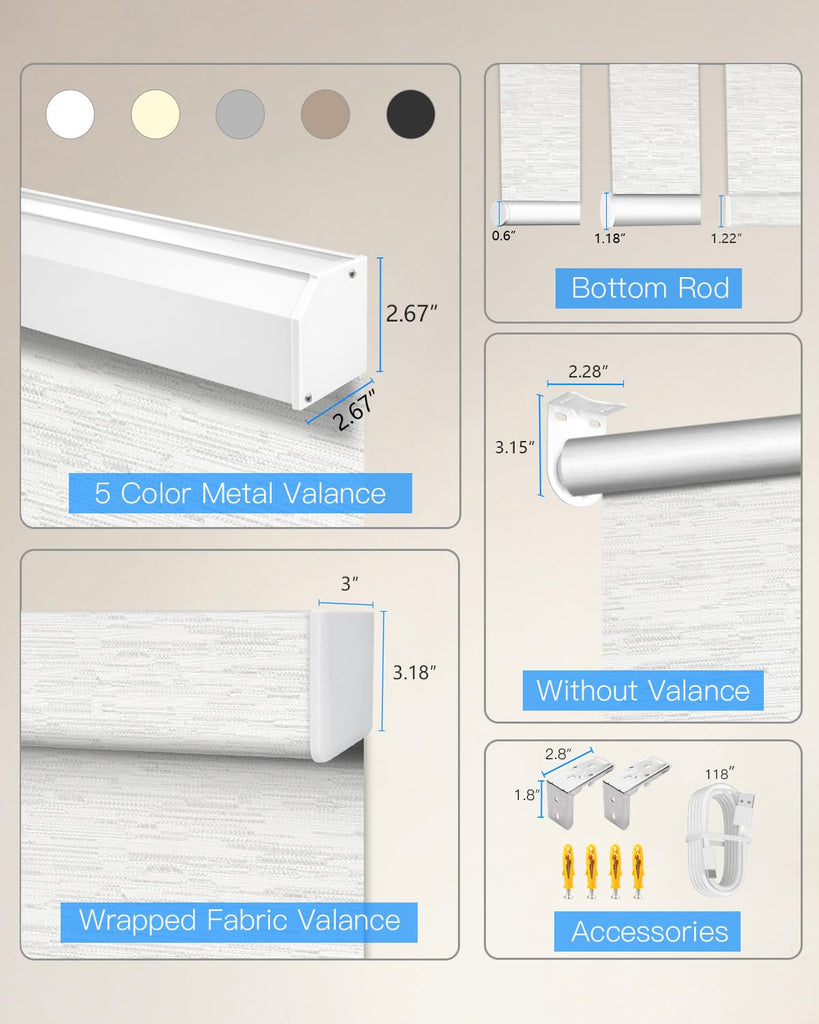 Motorized Roller Shade, Blackout Smart Window Blind with Remote