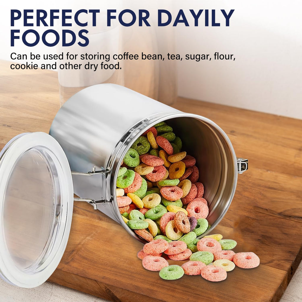 165oz Stainless Steel Airtight Canister with Clear Lid