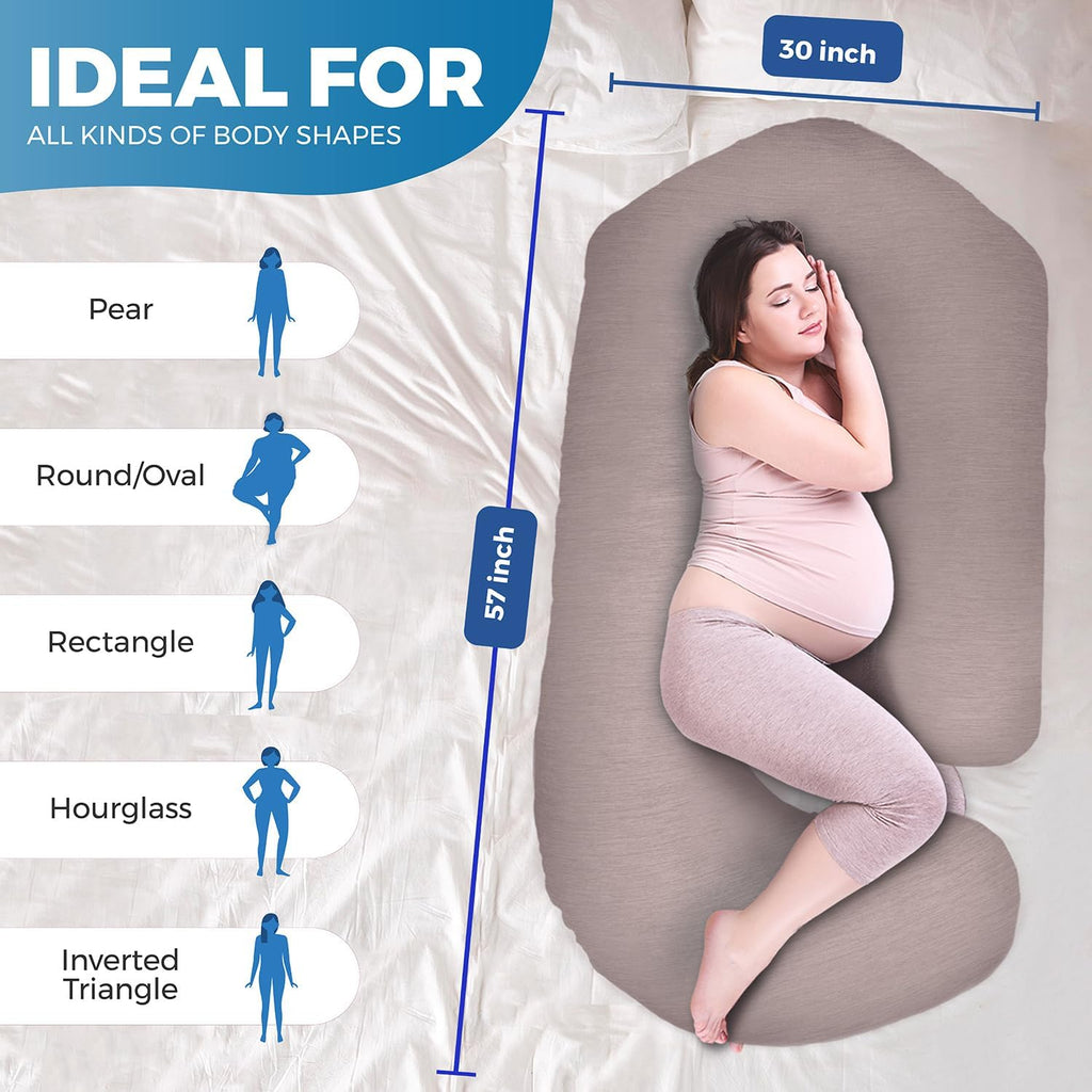 Pregnancy Pillows for Sleeping - 57-Inch Maternity Pillow for Pregnant Women with Removable Washable Cover - Support