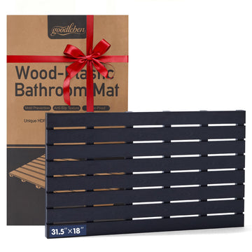 Bamboo-Design Bath Mat, Heavy Duty HDPS Plastic, 31.5"x18", 400lb Support, 100% Waterproof & Fadeproof, Superior to