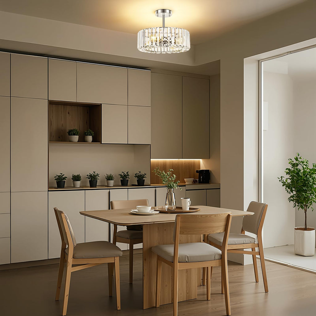Crystal Chandelier Ceiling Light - 4-Light Ceiling Light Fixture Modern Ceiling Mount Lights Chandelier for Dinning