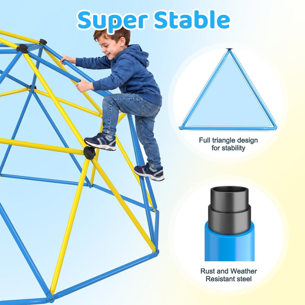Climbing Dome with Hammock and Swing, 10FT Jungle Gym for Kids 3-8