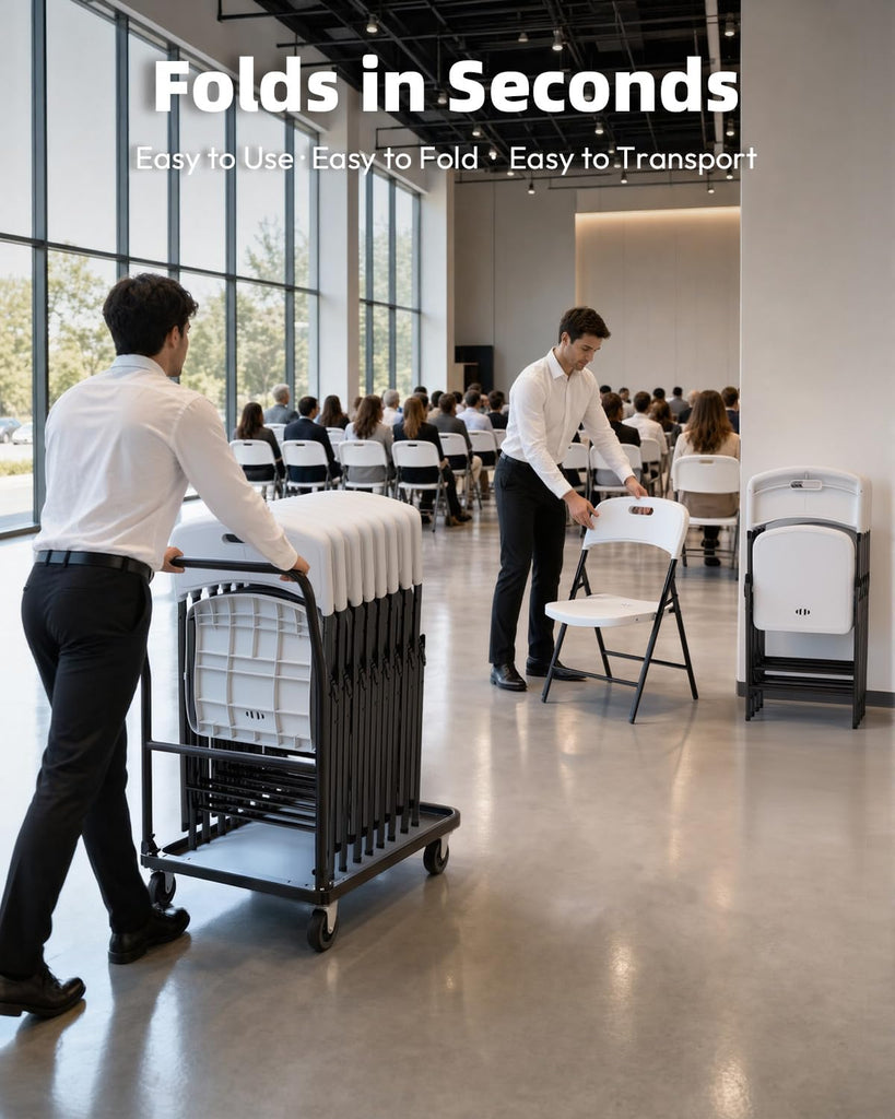 Folding Chairs, 600lbs Capacity, Heavy-Duty Commercial Stackable Plastic Foldable Chairs for Indoor/Outside, Office