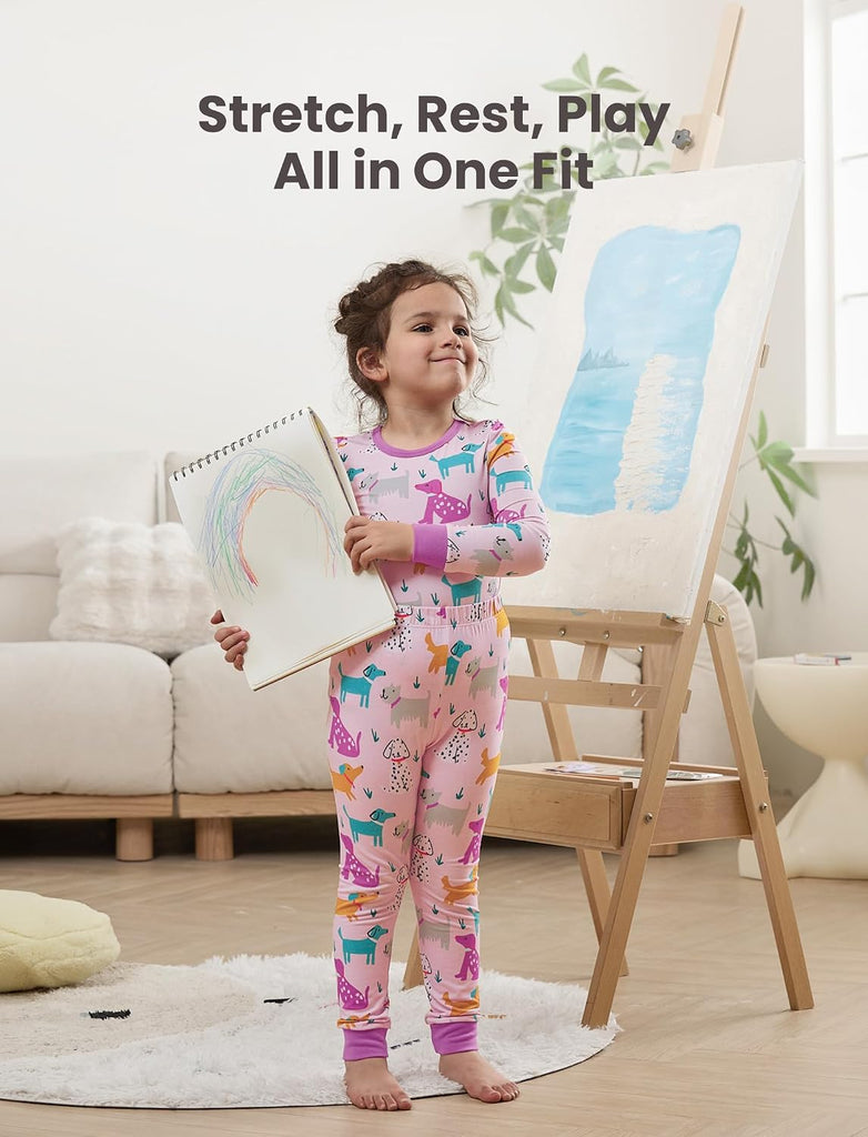 Bamboo Viscose Pajama Sets for Toddler Boys & Girls Baby Kids, Ultra-soft Snug fit Pjs Sleepers for Birthday Holiday