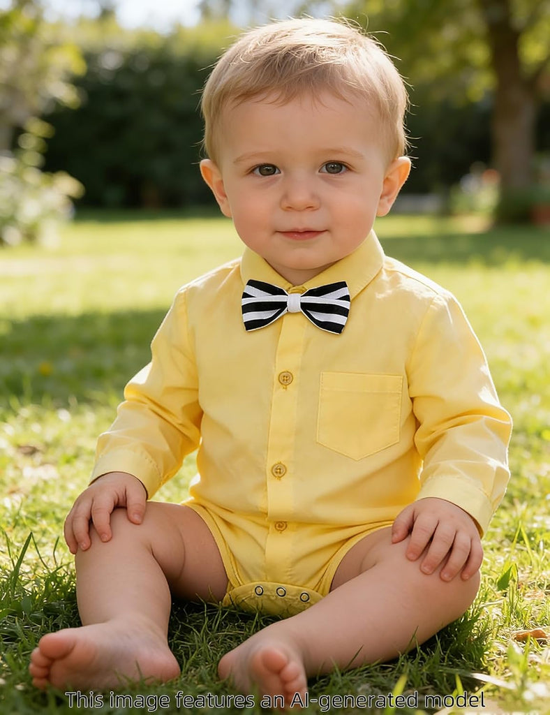 Infant Baby Boys Dress Shirt Formal Bodysuit Rompers