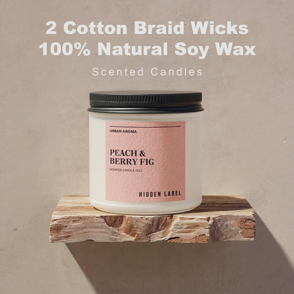 Peach Berry Fig Soy Candle, 12oz 2-Wick, 70H Fruity Warmth